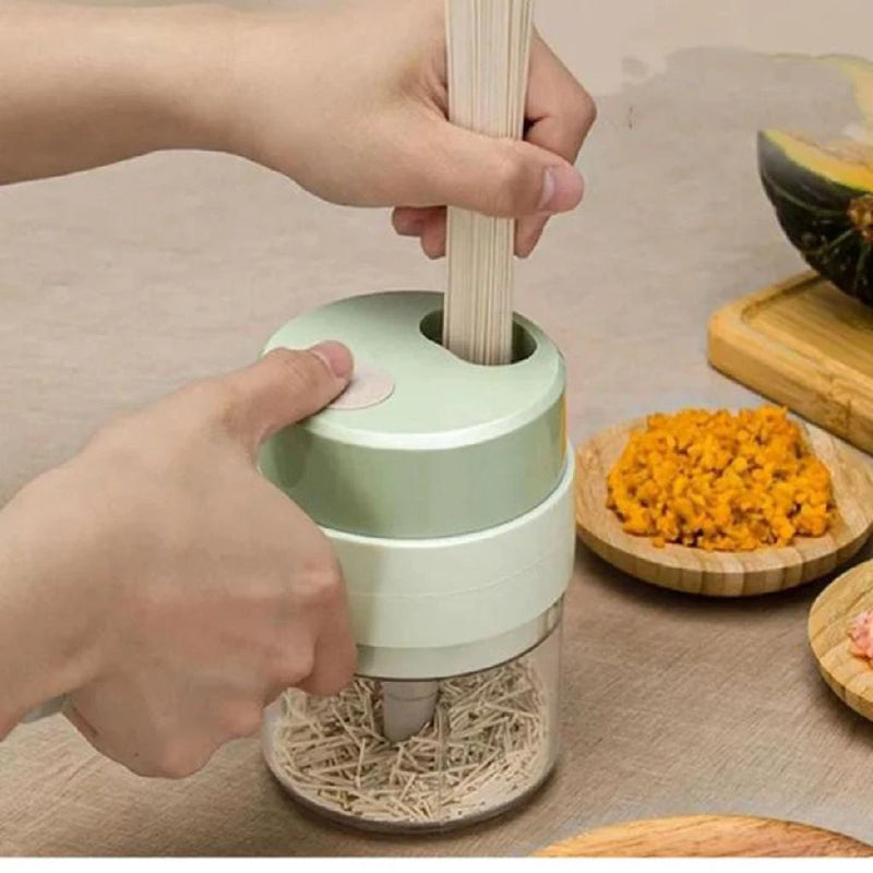 Cortador de Legumes Elétrico Multifuncional Potente – Fatiador de Alho Portátil, Amassador de Alimentos, Mixer por Pressão, Fatiador de Comida para Uso Doméstico.