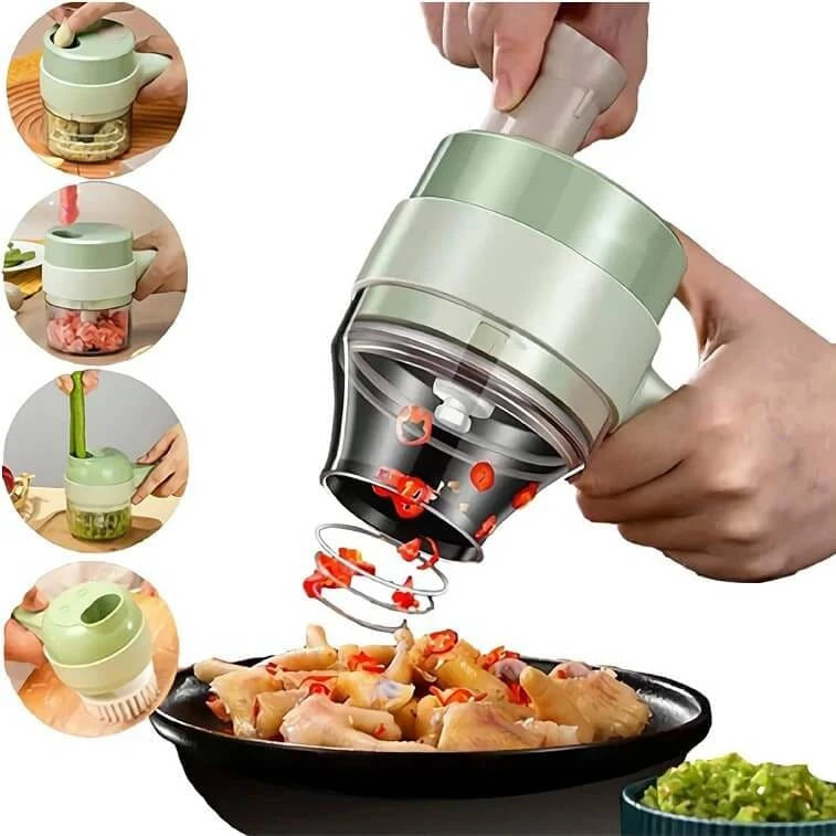 Cortador de Legumes Elétrico Multifuncional Potente – Fatiador de Alho Portátil, Amassador de Alimentos, Mixer por Pressão, Fatiador de Comida para Uso Doméstico.
