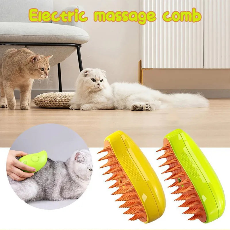 🐱✨ Escova Vaporizadora 2 em 1 para Gatos e Cães – Higiene, Conforto e Massagem!